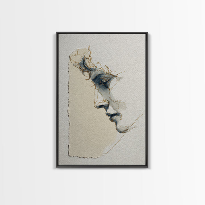 Minimal Two Figure Line Drawing Canvas Print, Above Bed Art, Modern Decor, Bedroom Decor, Fine Art, Serenity, Digital Prints, ABA-2x3-40