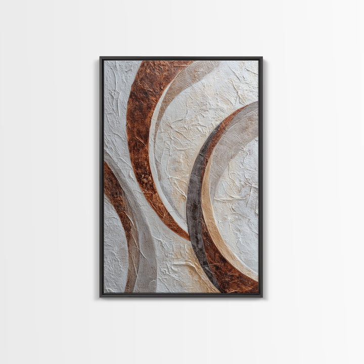 Warm Taupe Abstract Waves Framed Canvas Print, Above Bed Art, Wall Art, Bedroom Decor, Fine Art, Serenity, Digital Print, ABA-2x3-47
