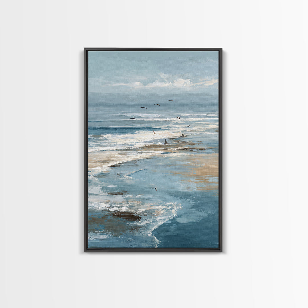 Serene Ocean Tide Seen from Above Canvas Print, Above Bed Art, Wall Decor, Bedroom Decor, Fine Art, Serenity, Apartment Decor, ABA-2x3-5