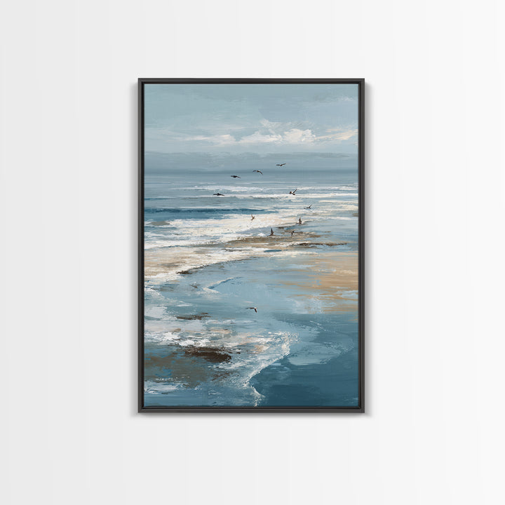 Serene Ocean Tide Seen from Above Canvas Print, Above Bed Art, Wall Decor, Bedroom Decor, Fine Art, Serenity, Apartment Decor, ABA-2x3-5