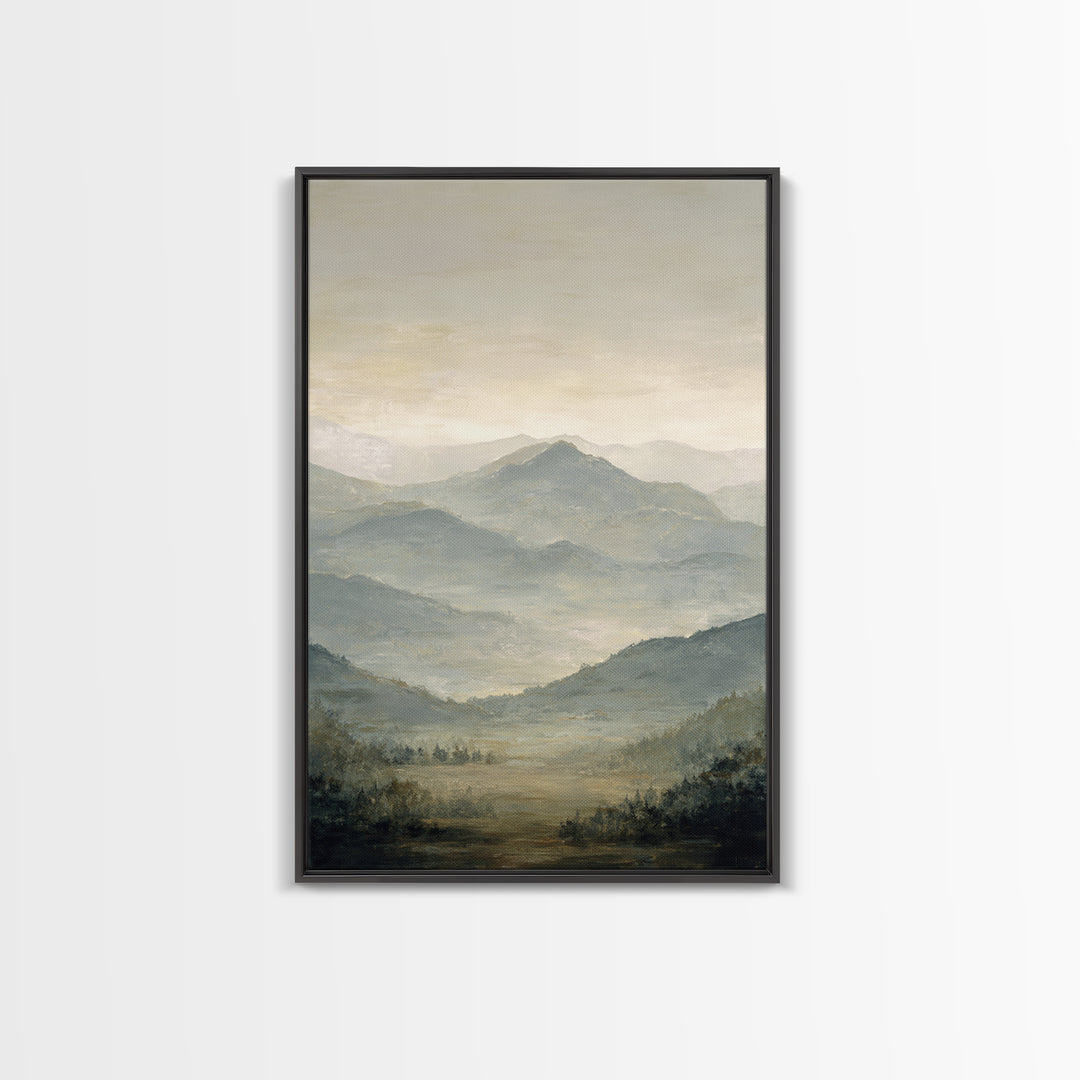 Panoramic Misty Mountain Landscape Canvas Print, Above Bed Art, Apartment Decor, Bedroom Decor, Serenity, Photography Prints, ABA-2x3-57