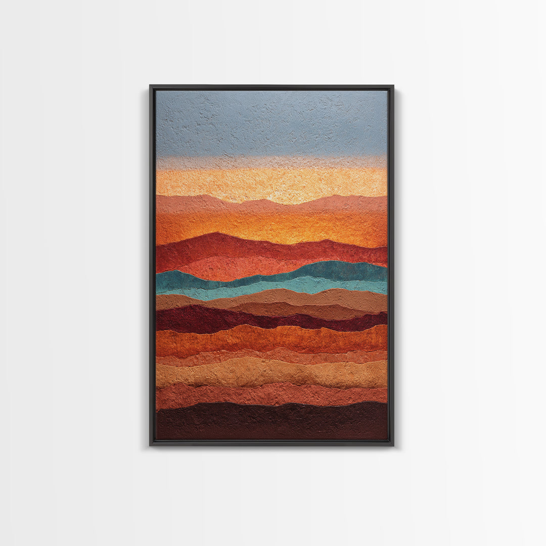 Dreamy Desert Sunset Framed Canvas Print, Above Bed Art, Printable Wall Art, Bedroom Decor, Watercolor Art, Serenity, ABA-2x3-63