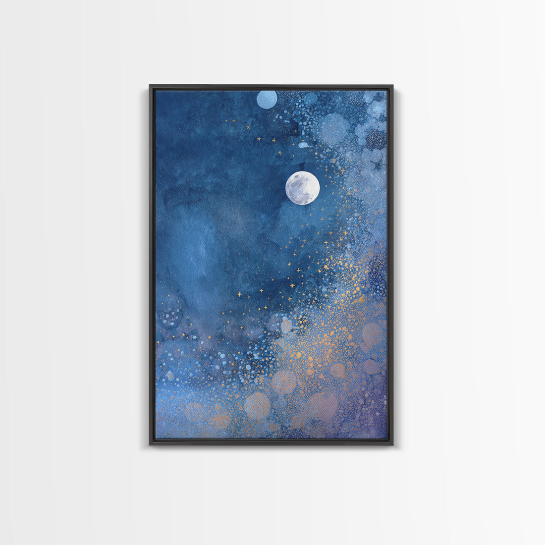 Subtle Celestial Scene Framed Canvas Print, Above Bed Art, Bedroom Decor, Fine Art, Serenity, Boho Decor, Western Decor, ABA-2x3-69