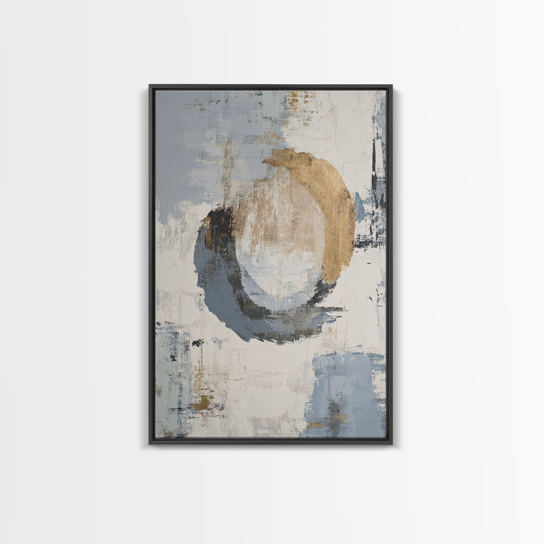 Japandi Ink Shapes Framed Canvas Print, Above Bed Art, Digital Art, Bedroom Decor, Abstract Art, Serenity, Living Room Decor, ABA-2x3-74