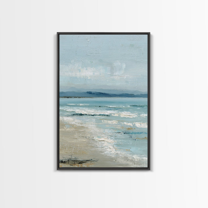 Quiet Moon over a Calm Ocean Horizon Framed Canvas Print, Above Bed Art, Printable Art, Bedroom Decor, Fine Art, Serenity, ABA-2x3-83
