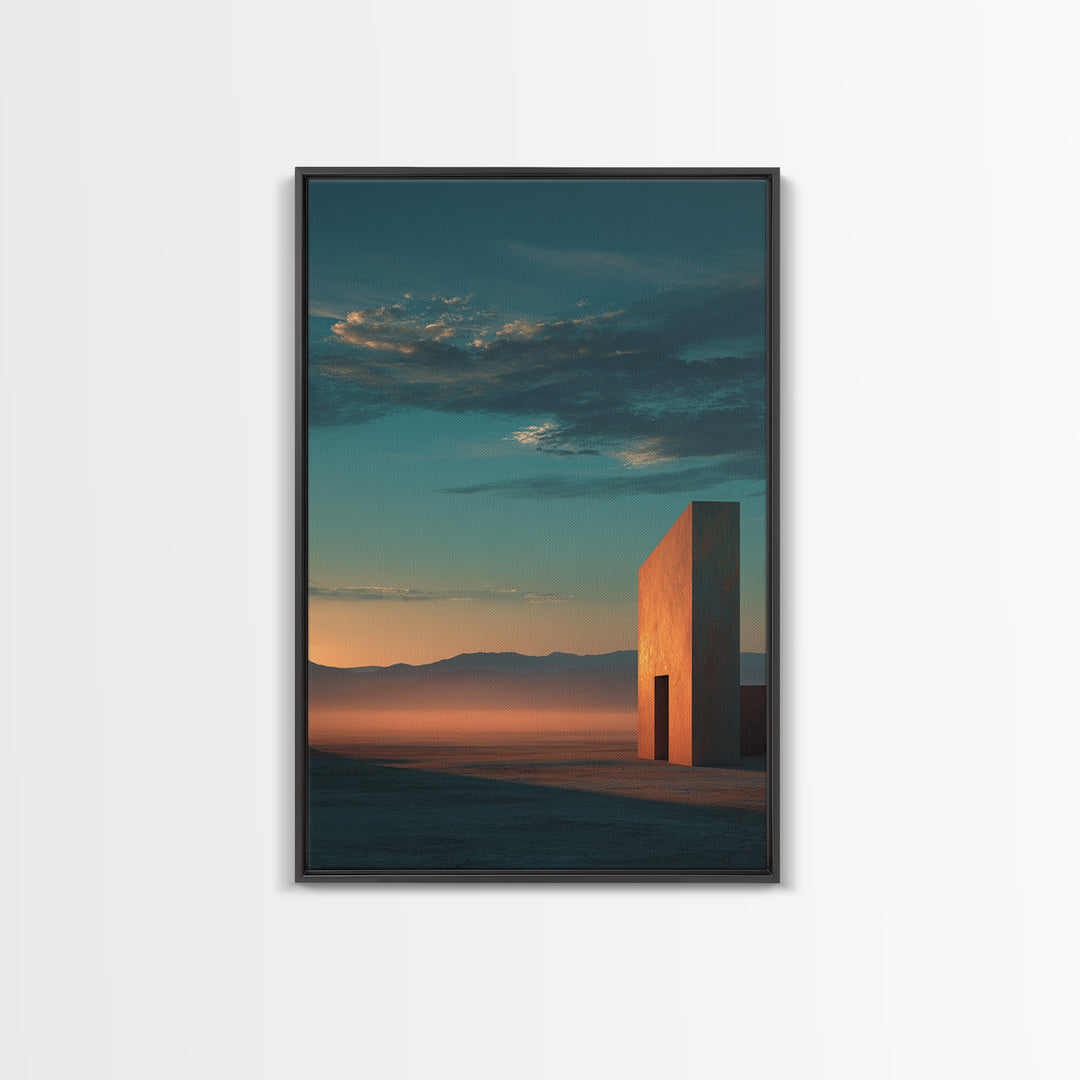 Dreamy Desert Sunset Framed Canvas Print, Above Bed Art, Living Room Decor, Bedroom Decor, Oil Painting, Serenity 487, ABA-2x3-87