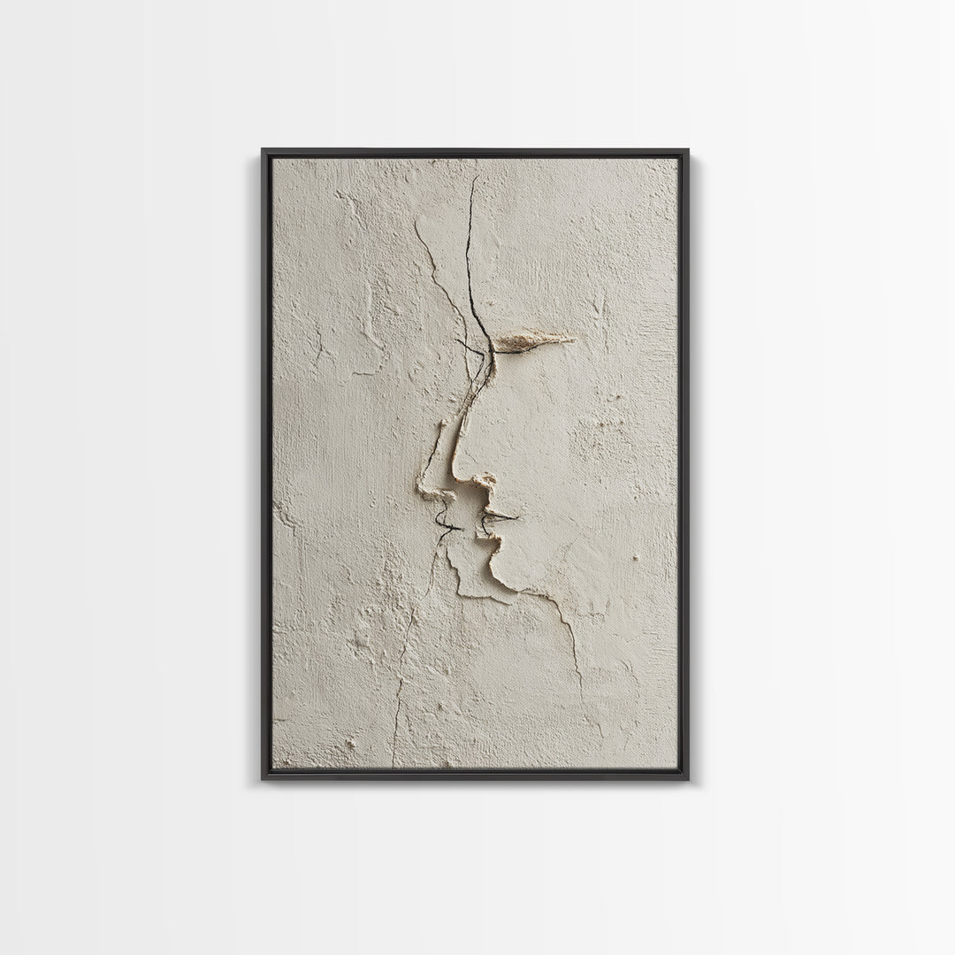 Minimal Two Figure Line Drawing Framed Canvas Print, Above Bed Art, Dorm Decor, Bedroom Decor, Serenity, Dopamine Decor, ABA-2x3-88