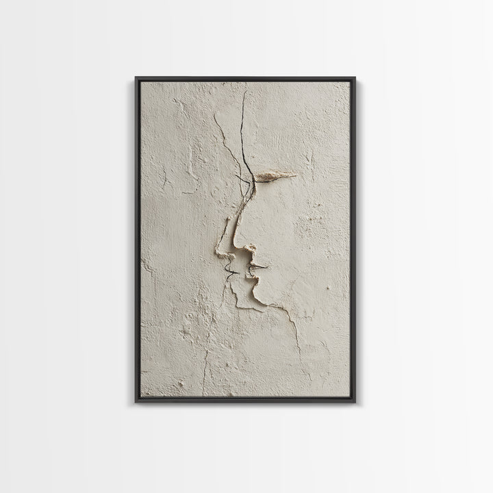 Minimal Two Figure Line Drawing Framed Canvas Print, Above Bed Art, Dorm Decor, Bedroom Decor, Serenity, Dopamine Decor, ABA-2x3-88