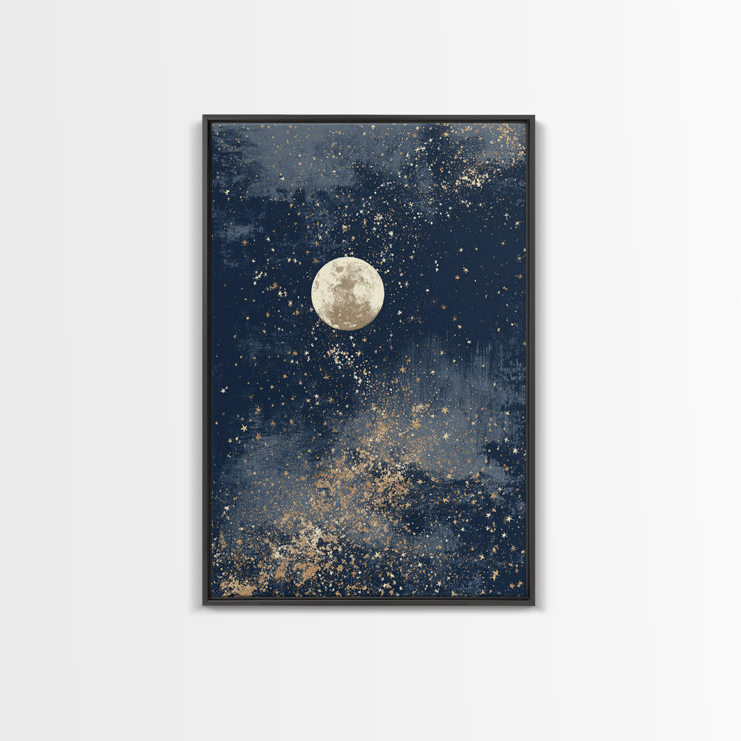 Subtle Celestial Scene Framed Canvas Print, Above Bed Art, Bedroom Decor, Fine Art, Serenity, Boho Decor, Western Decor, ABA-2x3-93