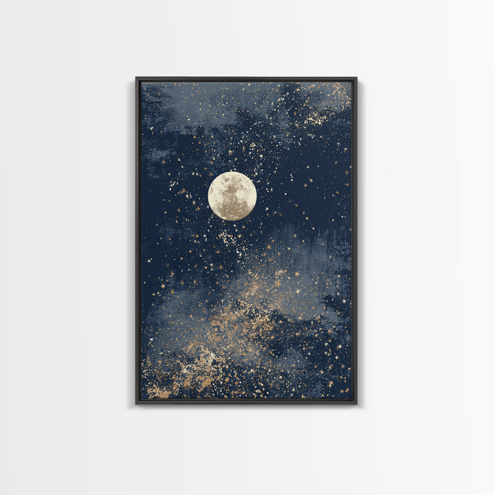 Subtle Celestial Scene Framed Canvas Print, Above Bed Art, Bedroom Decor, Fine Art, Serenity, Boho Decor, Western Decor, ABA-2x3-93