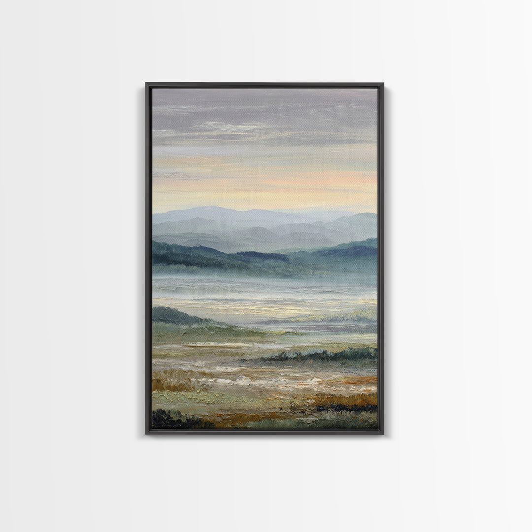 Soft Romantic Landscape Framed Canvas Print, Above Bed Art, Textured Wall Art, Bedroom Decor, Fine Art, Serenity, Western Decor, ABA-2x3-97