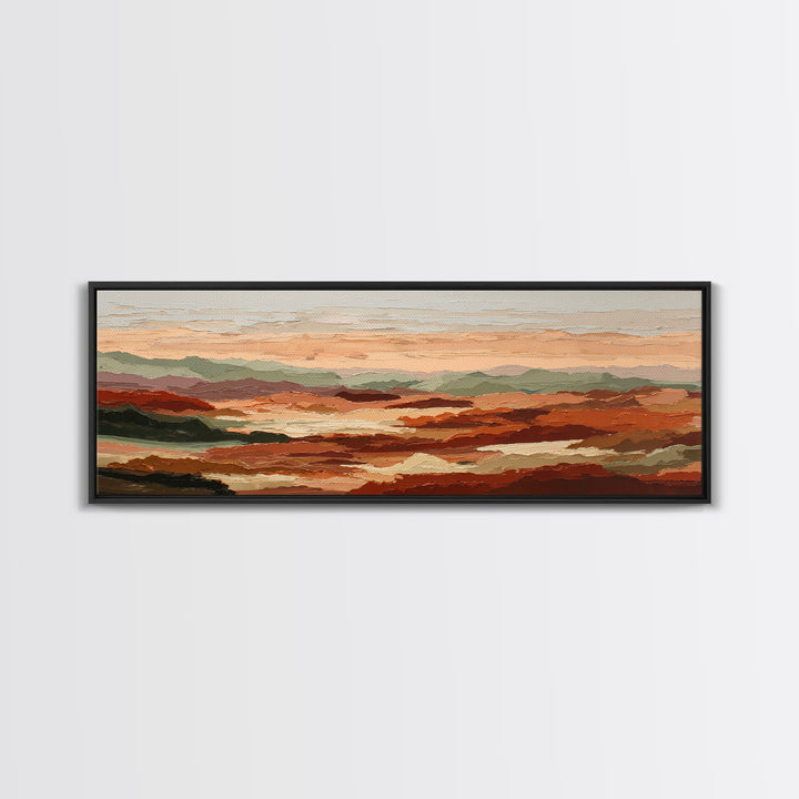 Dreamy Desert Sunset Framed Canvas Print, Above Bed Art, Statement Artwork, Bedroom Decor, Fine Art, Serenity, ABA-3x1-23