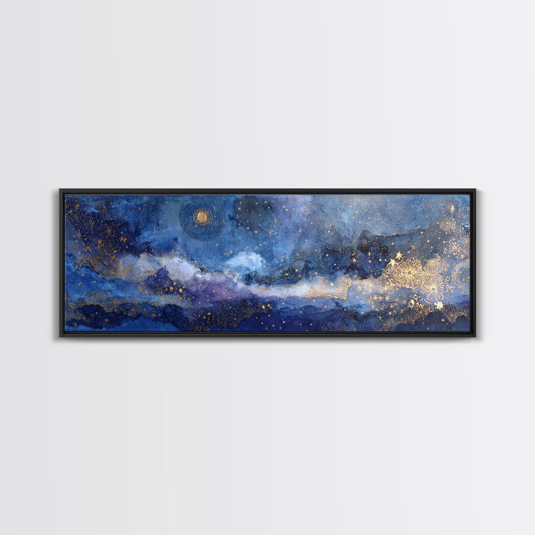 Subtle Celestial Scene Canvas Print, Above Bed Art, Printable Art, Bedroom Decor, Oil Painting, Serenity, Bedroom Wall Art, ABA-3x1-29