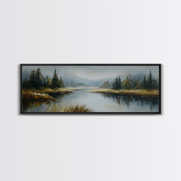 Calming Lake Reflection Canvas Print, Above Bed Art, Home Decor, Bedroom Decor, Fine Art, Serenity, Contemporary Art, ABA-3x1-3