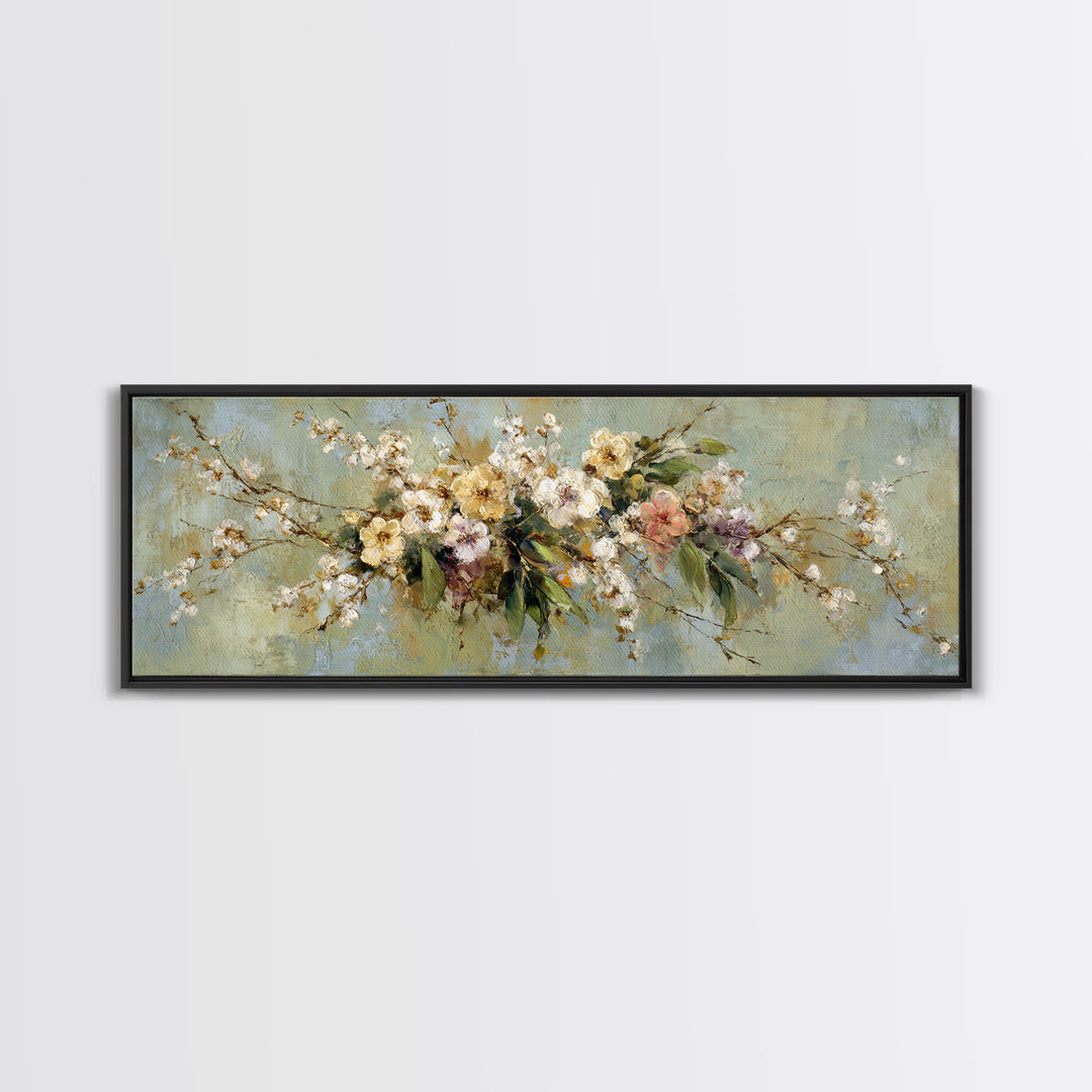 Soft Eucalyptus Branches Arranged Symmetrically Canvas Print, Above Bed Art, Living Room Decor, Bedroom Decor, Serenity, ABA-3x1-46
