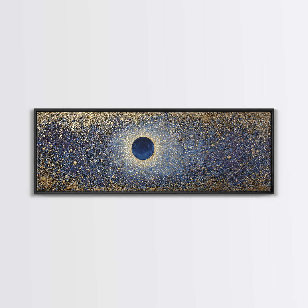 Subtle Celestial Scene Framed Canvas Print, Above Bed Art, Japanese Wall Art, Bedroom Decor, Fine Art, Serenity, Neutral Decor, ABA-3x1-53
