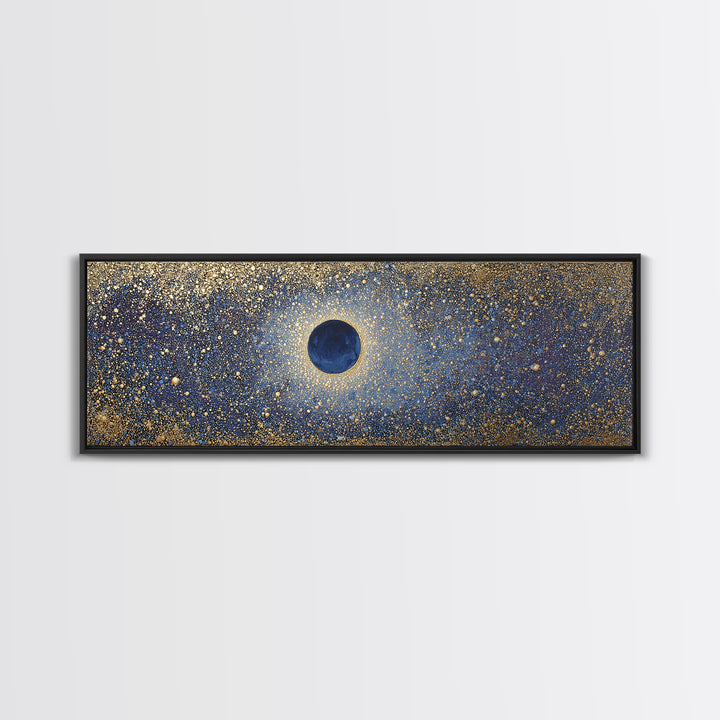 Subtle Celestial Scene Framed Canvas Print, Above Bed Art, Japanese Wall Art, Bedroom Decor, Fine Art, Serenity, Neutral Decor, ABA-3x1-53