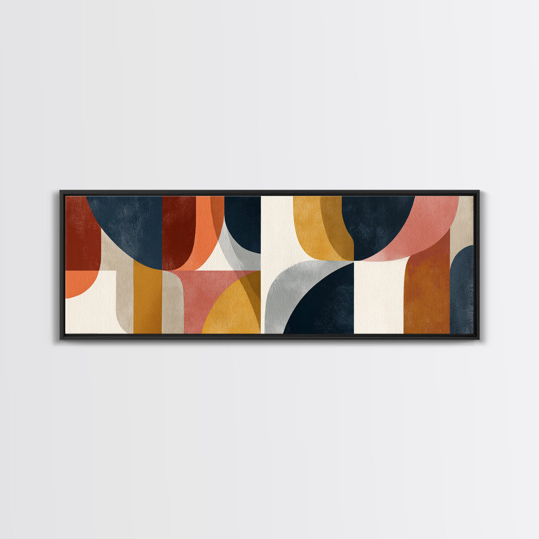 Abstract Sunrise Geometry Framed Canvas Print, Above Bed Art, Statement Artwork, Bedroom Decor, Fine Art, Serenity, ABA-3x1-60