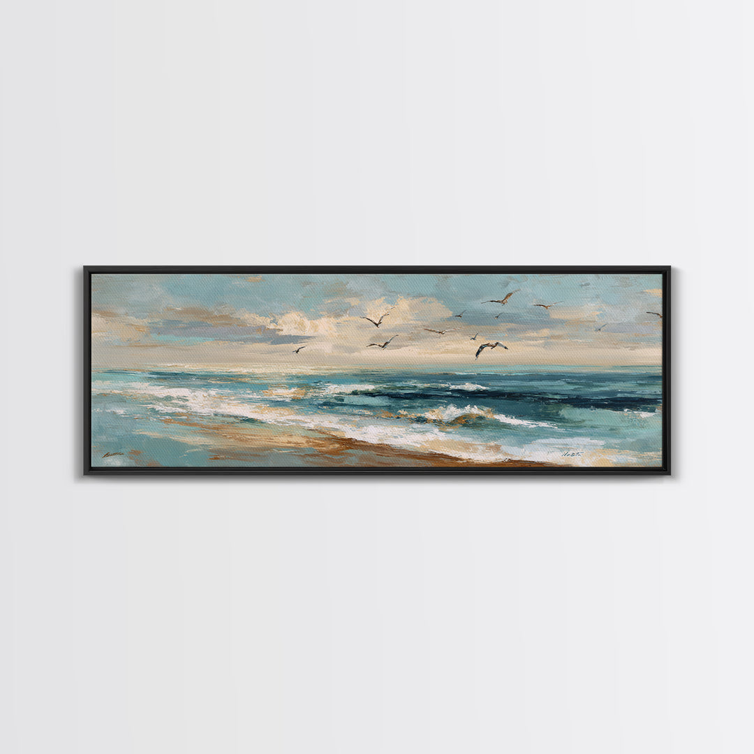 Serene Ocean Tide Seen from Above Canvas Print, Above Bed Art, Boho Wall Decor, Bedroom Decor, Serenity, Fine Art Print, ABA-3x1-61