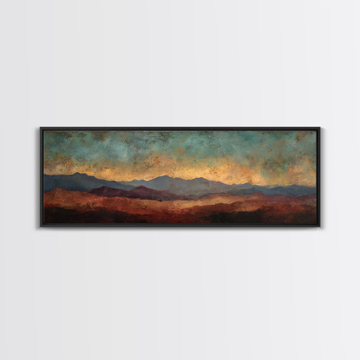 Dreamy Desert Sunset Canvas Print, Above Bed Art, Original Art, Bedroom Decor, Oil Painting, Serenity, Sage Green Wall Art, ABA-3x1-71