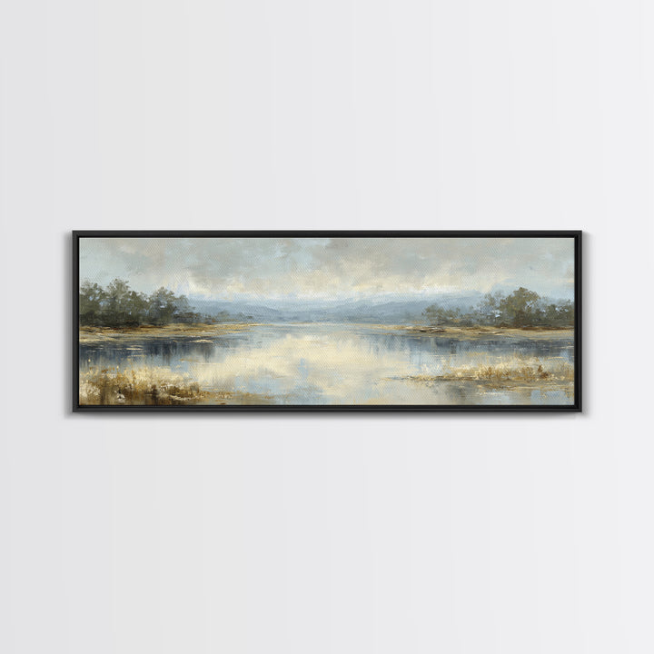 Calming Lake Reflection Canvas Print, Above Bed Art, Canvas Wall Art, Bedroom Decor, Fine Art, Serenity, Boho Wall Decor, ABA-3x1-75