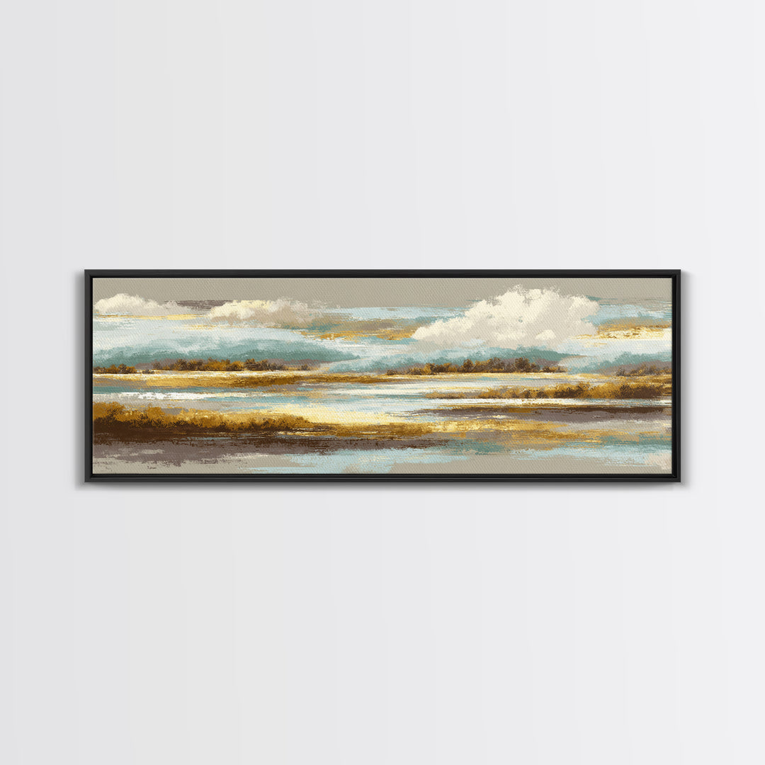 Soft Alpine Horizon Canvas Print, Above Bed Art, Minimalist Decor, Bedroom Decor, Fine Art, Serenity, Textured Wall Art, ABA-3x1-88