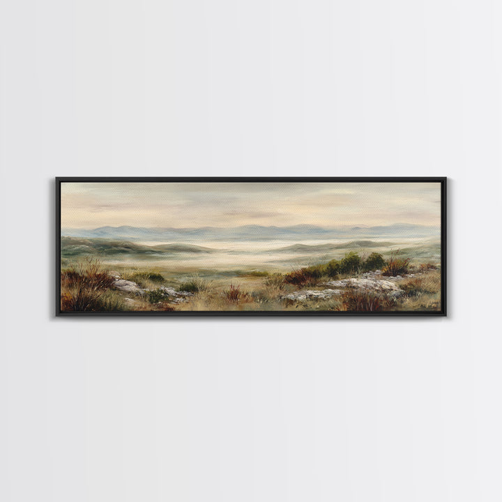 Soft Romantic Landscape Framed Canvas Print, Above Bed Art, Canvas Wall Art, Bedroom Decor, Fine Art, Serenity, Boho Wall Decor, ABA-3x1-9