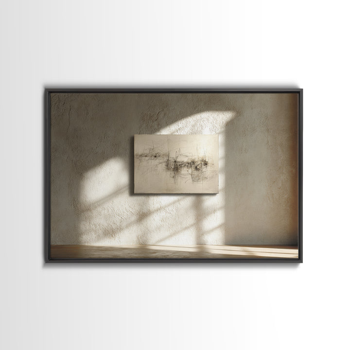 Minimal Two Figure Line Drawing Framed Canvas Print, Above Bed Art, Horizontal Wall Art, Bedroom Decor, Fine Art, Serenity, ABA-3x2-36