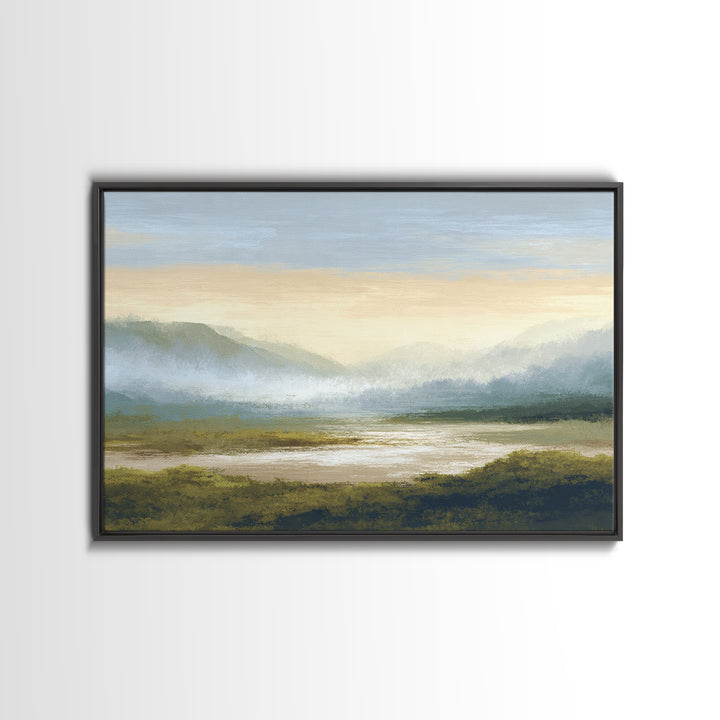 Soft Alpine Horizon Canvas Print, Above Bed Art, Wall Art Prints, Bedroom Decor, Serenity, Boho Wall Art, Horizontal Wall Art, ABA-3x2-4