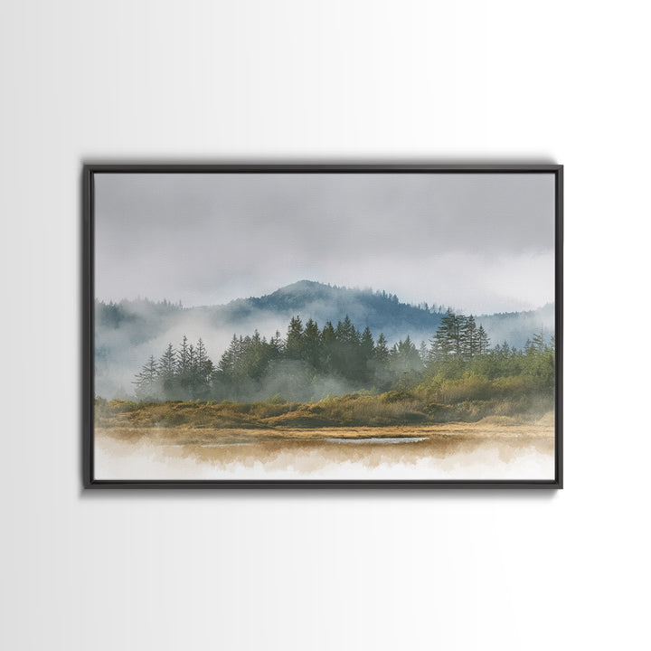 Quiet Forest Ridge Softened by Fog Canvas Print, Above Bed Art, Apartment Decor, Bedroom Decor, Serenity, Photography Prints, ABA-3x2-42