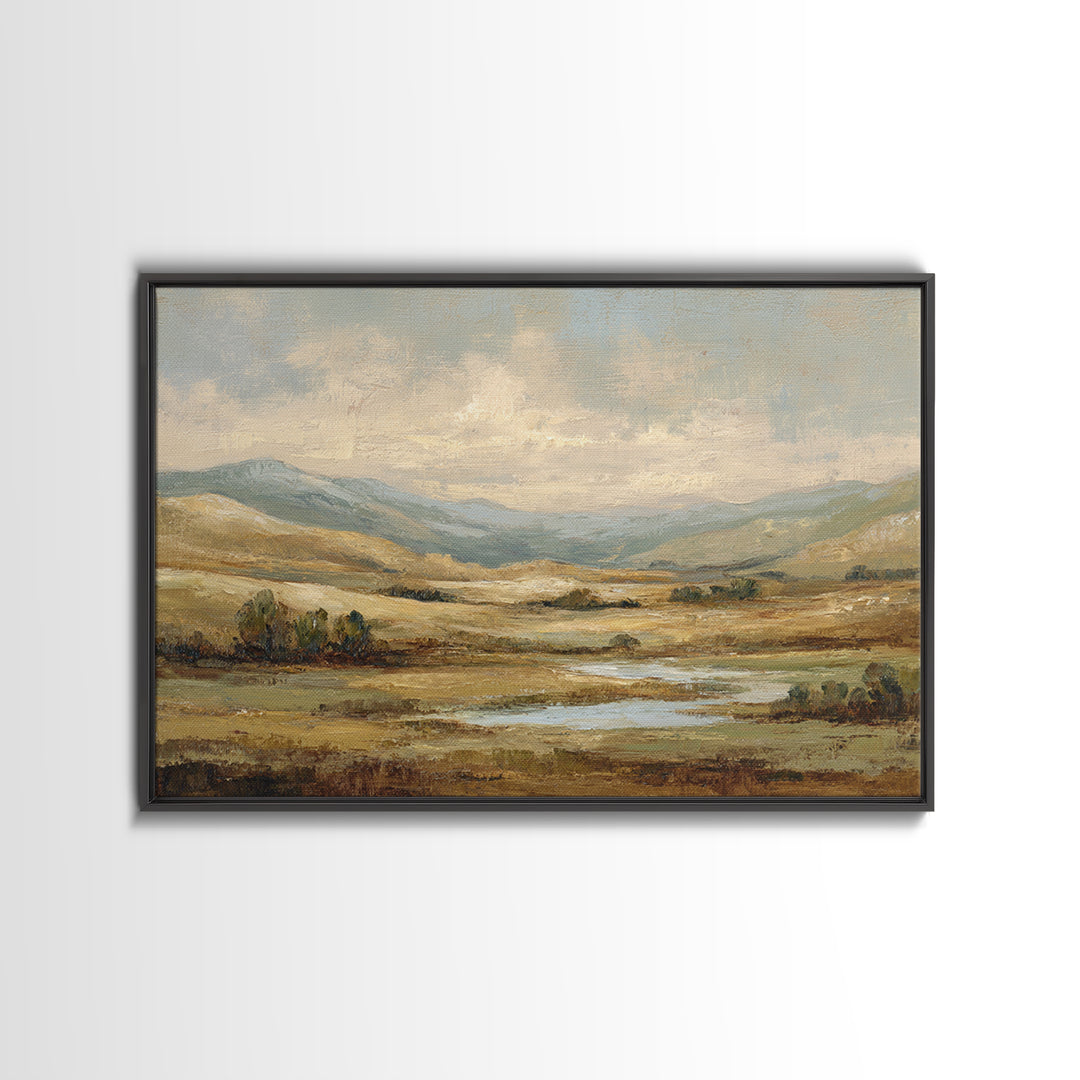Soft Romantic Landscape Framed Canvas Print, Above Bed Art, Boho Decor, Bedroom Decor, Fine Art, Serenity, Statement Artwork, ABA-3x2-45