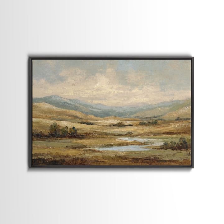 Soft Romantic Landscape Framed Canvas Print, Above Bed Art, Boho Decor, Bedroom Decor, Fine Art, Serenity, Statement Artwork, ABA-3x2-45