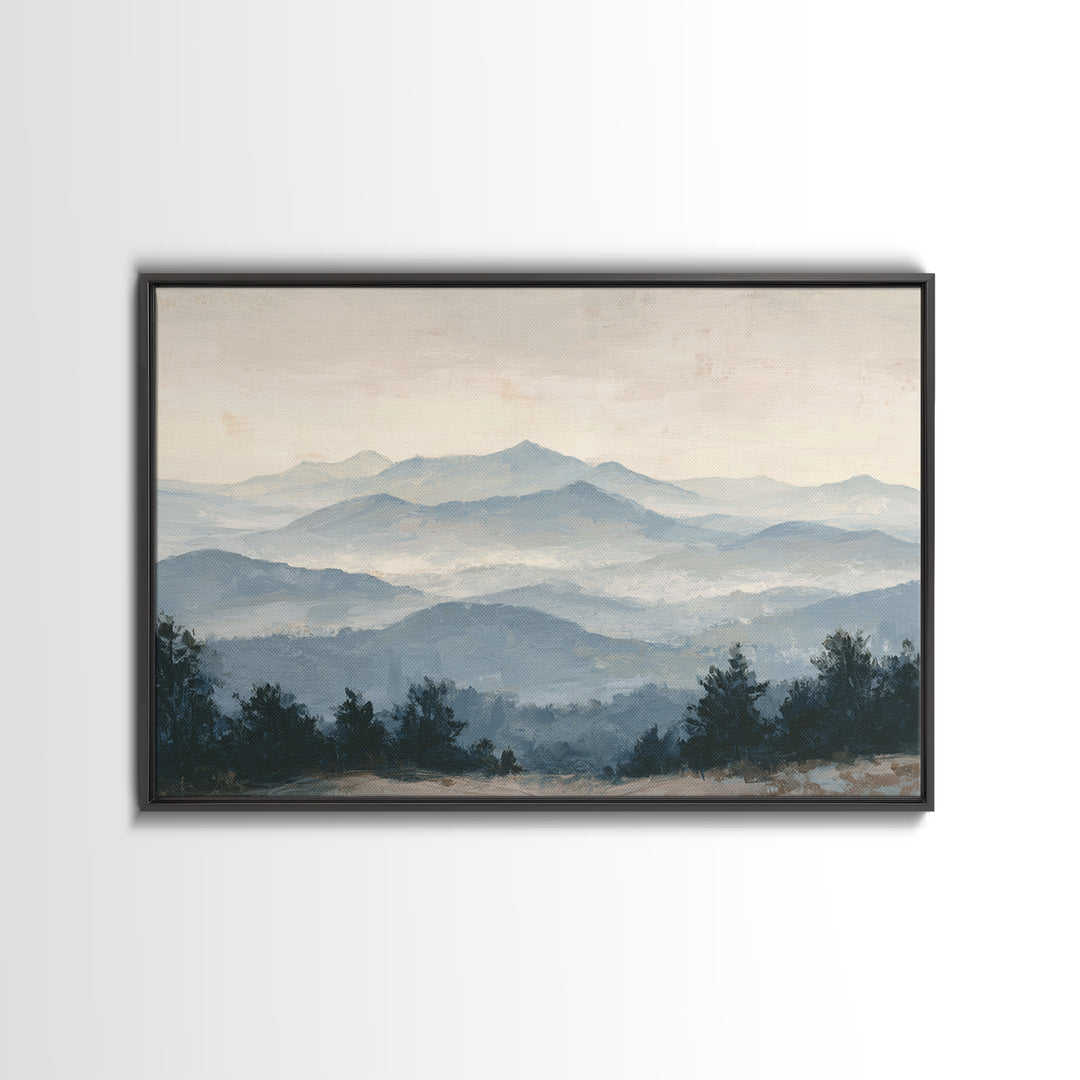Panoramic Misty Mountain Landscape Canvas Print, Above Bed Art, Living Room Wall Art, Bedroom Decor, Fine Art, Serenity, ABA-3x2-53