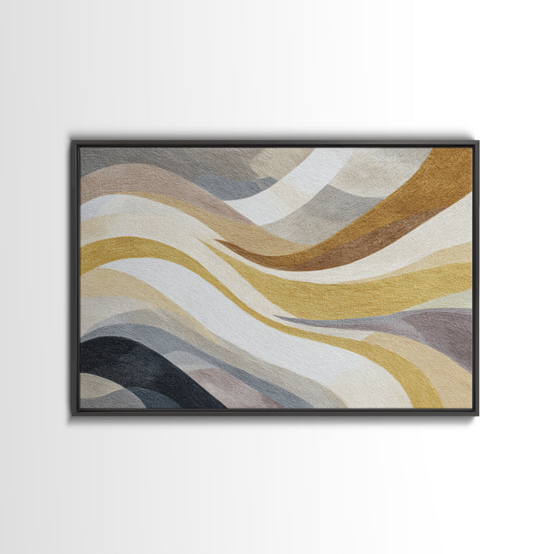 Warm Taupe Abstract Waves Canvas Print, Above Bed Art, Textured Painting, Bedroom Decor, Abstract Art, Serenity, Original Art, ABA-3x2-67