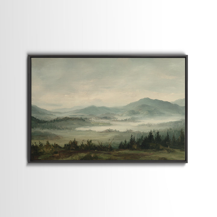 Soft Romantic Landscape Framed Canvas Print, Above Bed Art, Boho Decor, Bedroom Decor, Fine Art, Serenity, Statement Artwork, ABA-3x2-69