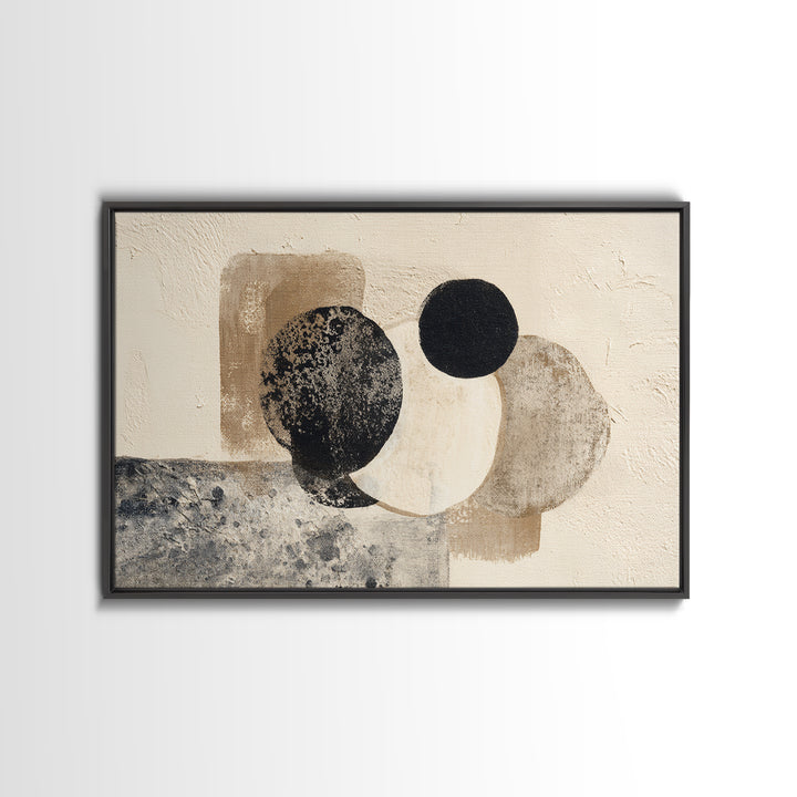 Japandi Ink Shapes Framed Canvas Print, Above Bed Art, Printable Art, Bedroom Decor, Abstract Art, Serenity, Bedroom Wall Art, ABA-3x2-70
