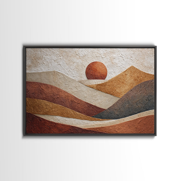Abstract Sunrise Geometry Canvas Print, Above Bed Art, Neutral Decor, Bedroom Decor, Abstract Art, Serenity, Wall Decor, ABA-3x2-72
