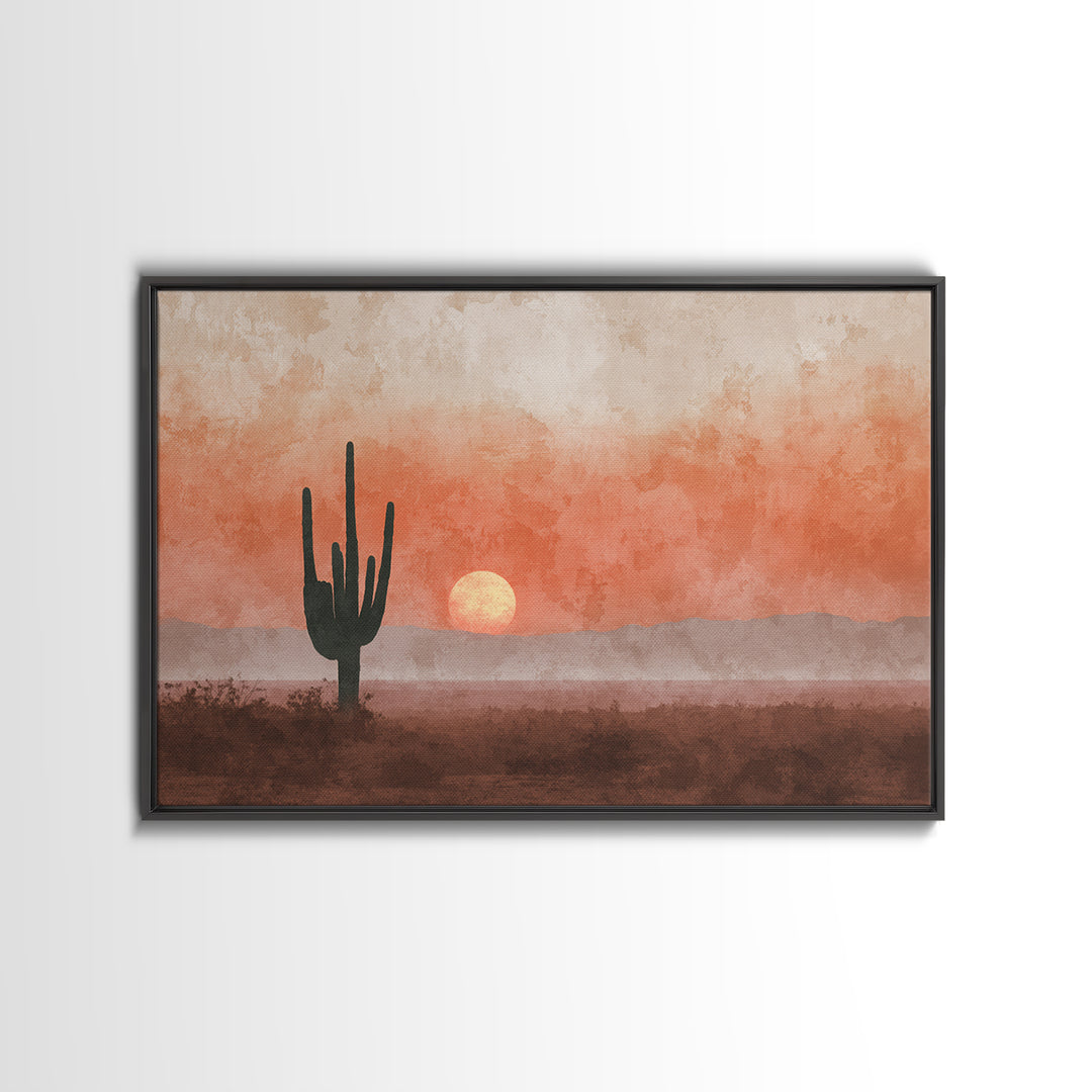 Dreamy Desert Sunset Canvas Print, Above Bed Art, Wall Art, Bedroom Decor, Oil Painting, Serenity, Apartment Decor, ABA-3x2-83