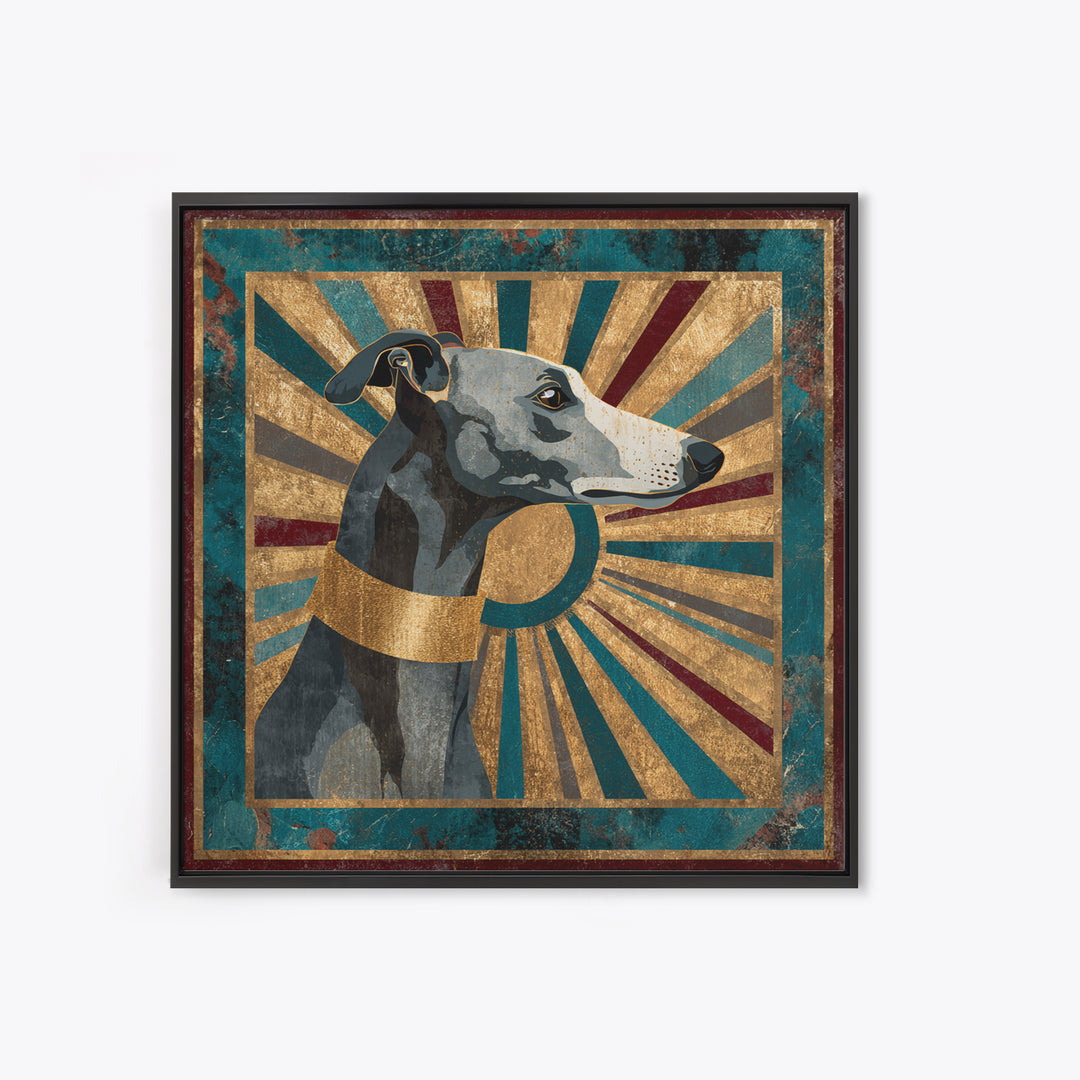 Elegant Greyhound Silhouette Canvas Print, Art Deco Art, Gallery Decor, Living Room Decor, Fine Art, Glamour, Wall Art, ADA-1x1-17