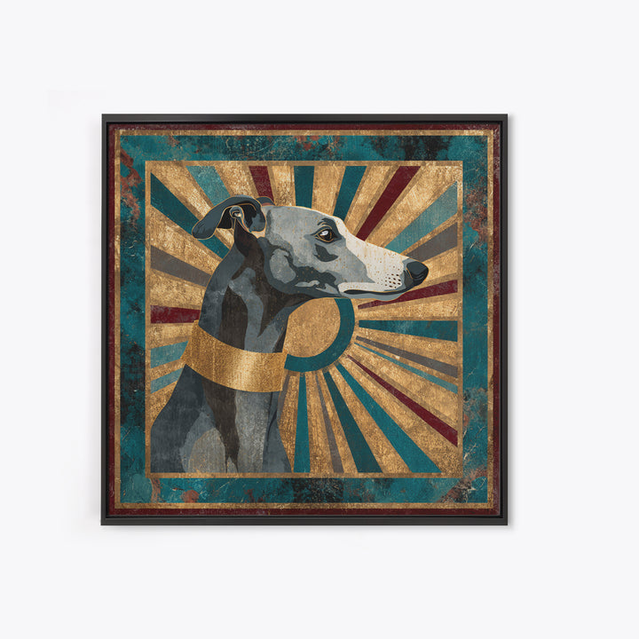 Elegant Greyhound Silhouette Canvas Print, Art Deco Art, Gallery Decor, Living Room Decor, Fine Art, Glamour, Wall Art, ADA-1x1-17