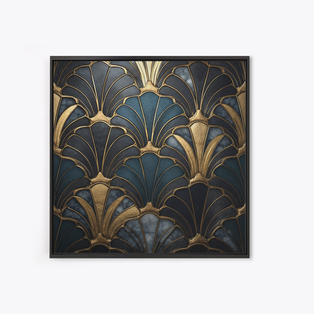 Fan Shaped Shell Motif Canvas Print, Art Deco Art, Decor, Living Room Decor, Abstract Art, Glamour, Apartment Decor, ADA-1x1-20