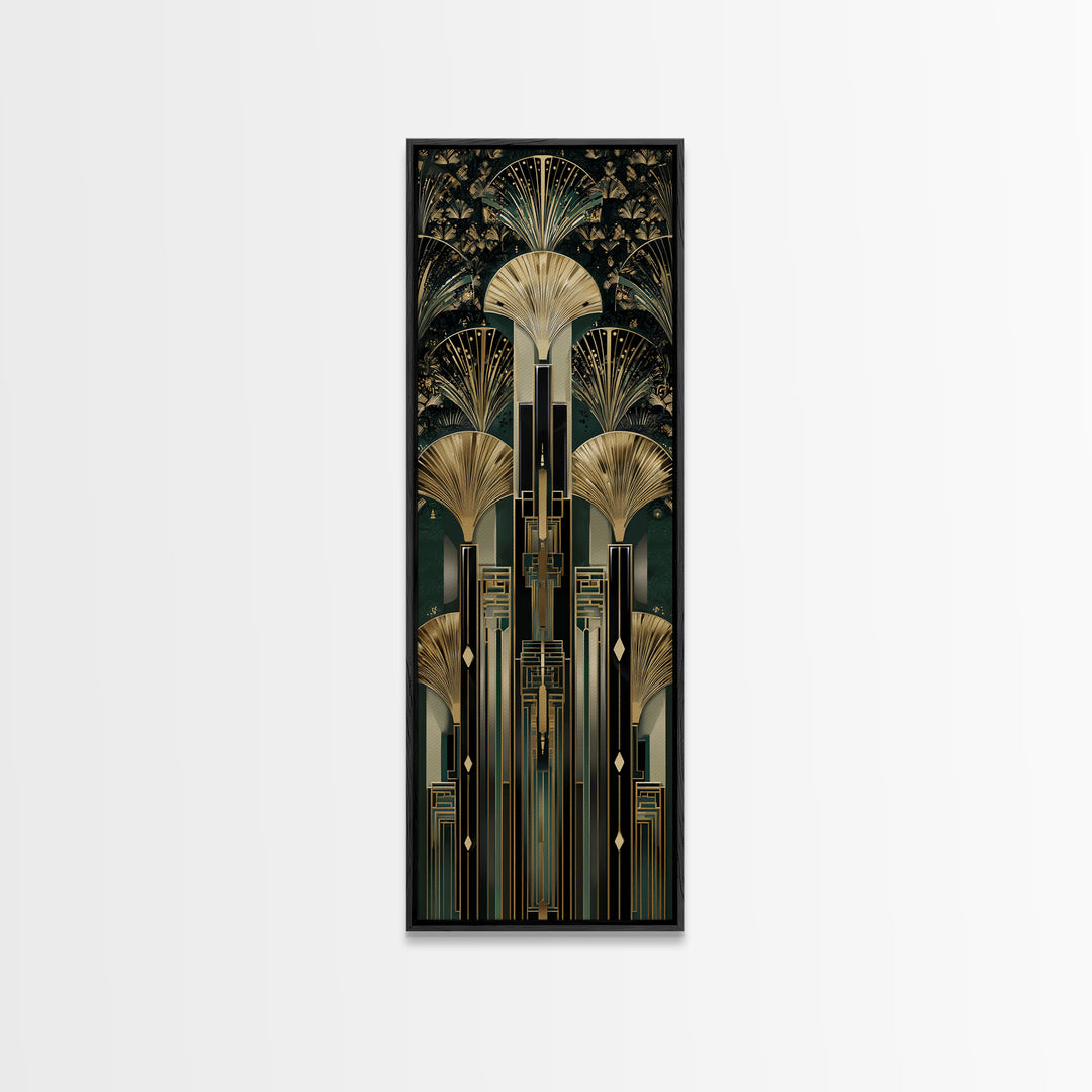 Black and Gold Sunburst Pattern Canvas Print, Art Deco Art, Gallery Decor, Living Room Decor, Fine Art, Glamour, Wall Art, ADA-1x3-14