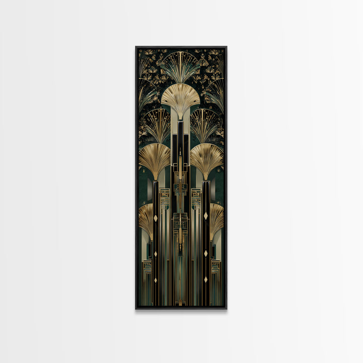Black and Gold Sunburst Pattern Canvas Print, Art Deco Art, Gallery Decor, Living Room Decor, Fine Art, Glamour, Wall Art, ADA-1x3-14