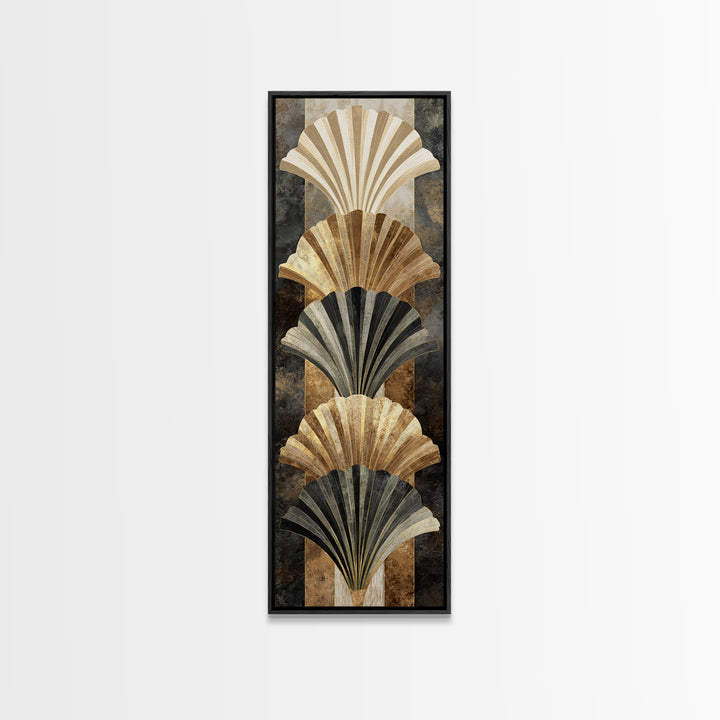 Fan Shaped Shell Motif Canvas Print, Art Deco Art, Decor, Living Room Decor, Abstract Art, Glamour, Apartment Decor, ADA-1x3-32