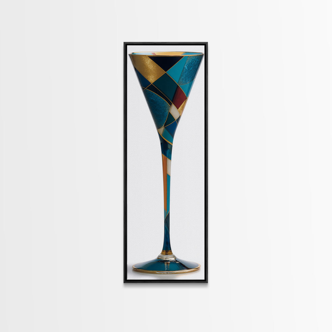 Luxury Cocktail Glass Canvas Print, Art Deco Art, Decor, Living Room Decor, Abstract Art, Glamour, Apartment Decor, ADA-1x3-65
