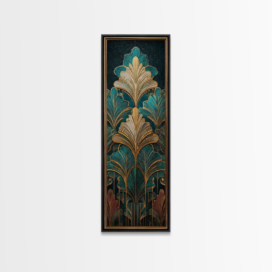 Golden Palm Fronds Arranged Canvas Print, Art Deco Art, Printable Art, Living Room Decor, Fine Art, Glamour, Neutral Decor, ADA-1x3-68