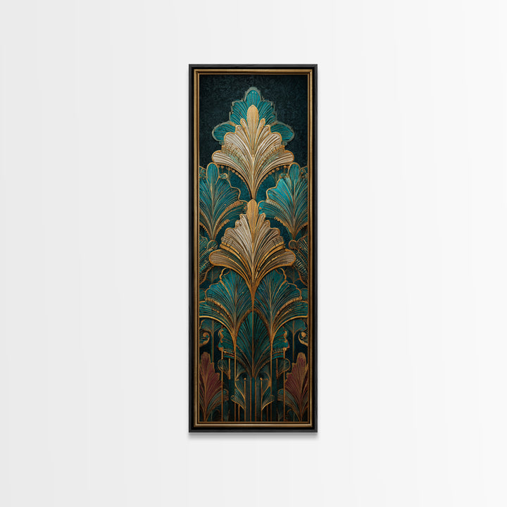 Golden Palm Fronds Arranged Canvas Print, Art Deco Art, Printable Art, Living Room Decor, Fine Art, Glamour, Neutral Decor, ADA-1x3-68