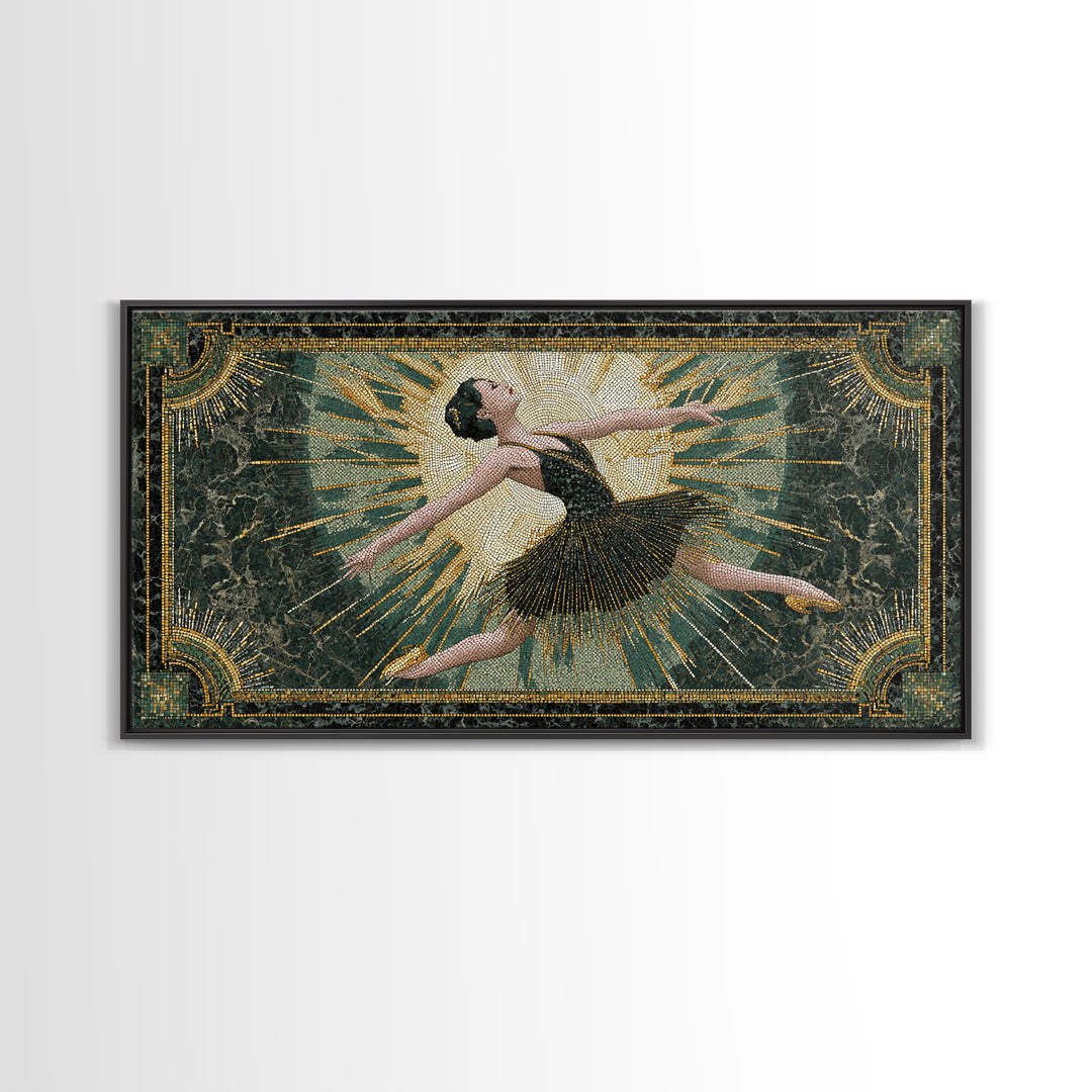 Deco Dancer in Beaded Dress and Angular Framed Canvas Print, Art Deco Art, Room Decor, Living Room Decor, Fine Art, Glamour, ADA-2x1-75