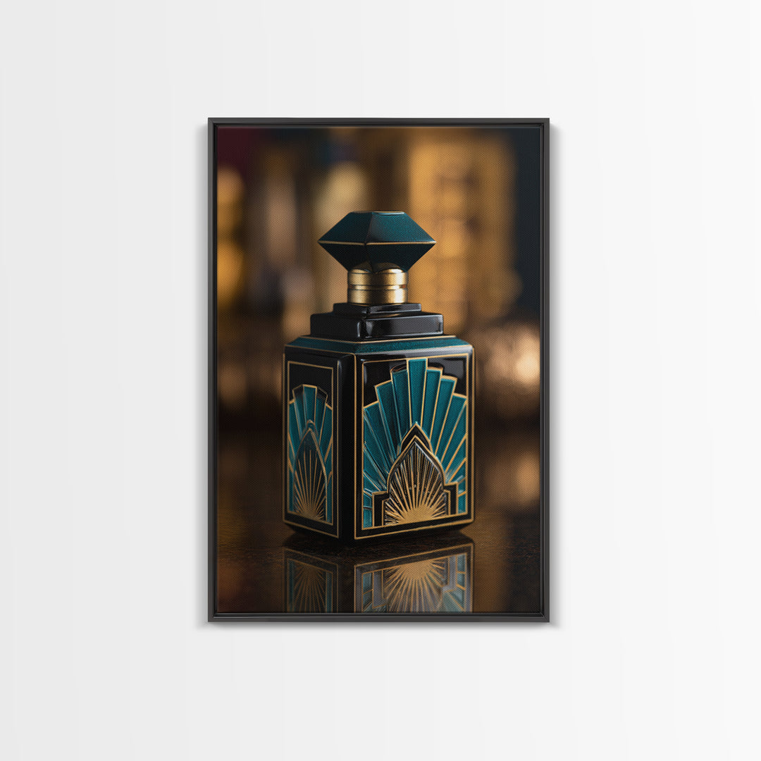 Ornate Perfume Bottle Framed Canvas Print, Art Deco Art, Home Decor, Living Room Decor, Fine Art, Glamour, Boho, Art Nouveau, ADA-2x3-18