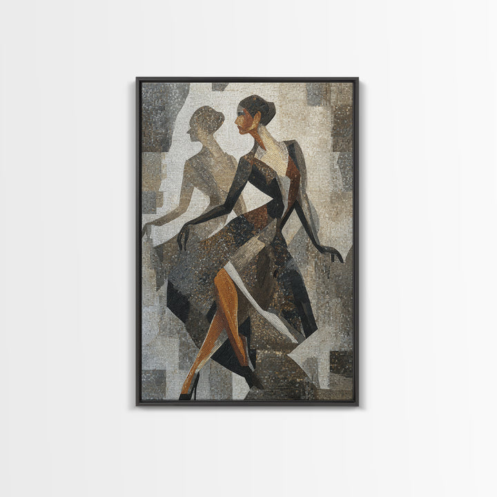 Deco Dancer in Beaded Dress and Angular Canvas Print, Art Deco Art, Canvas, Living Room Decor, Glamour, Wall Art Print, ADA-2x3-39